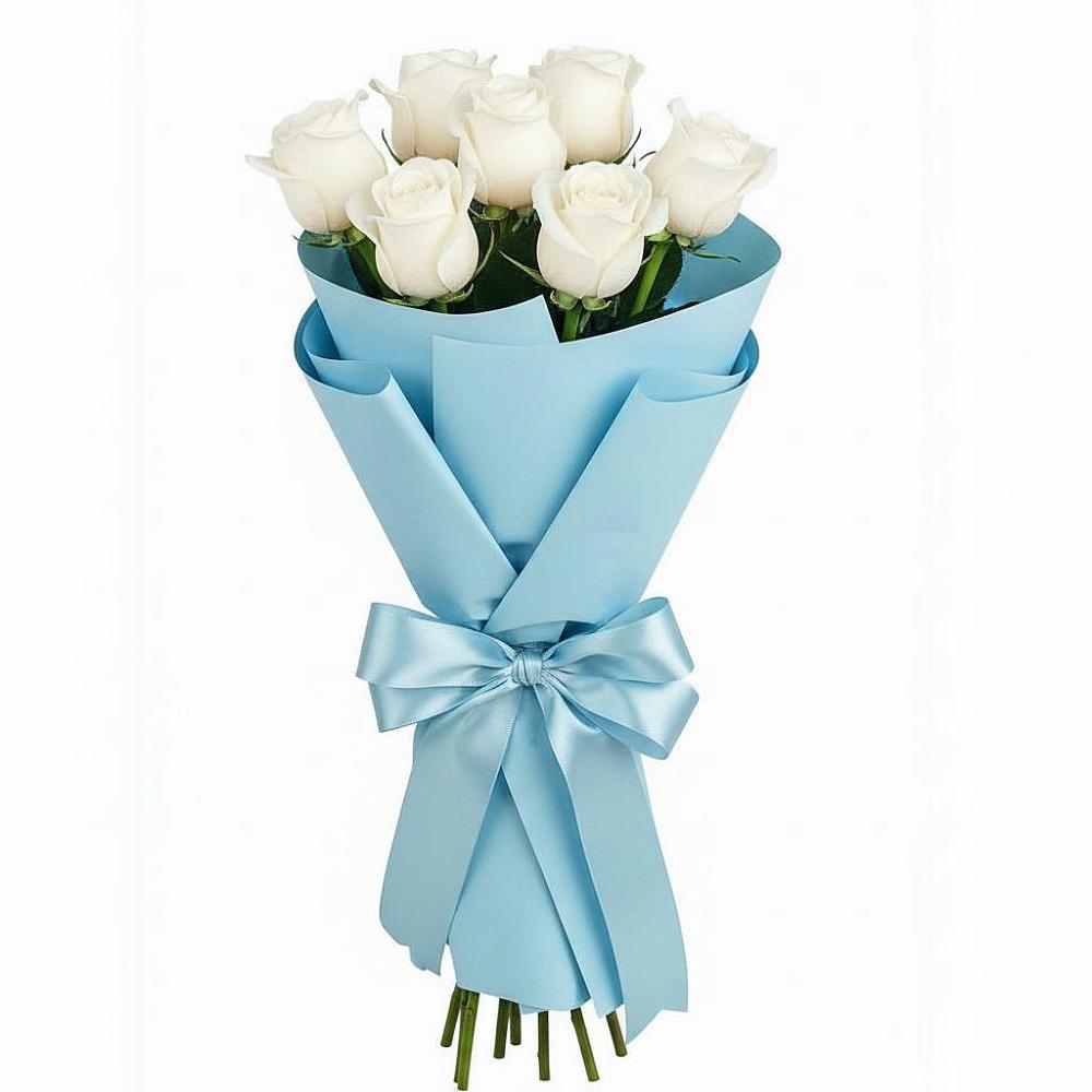Букет 7 белых роз Проуд в Тимофеевке