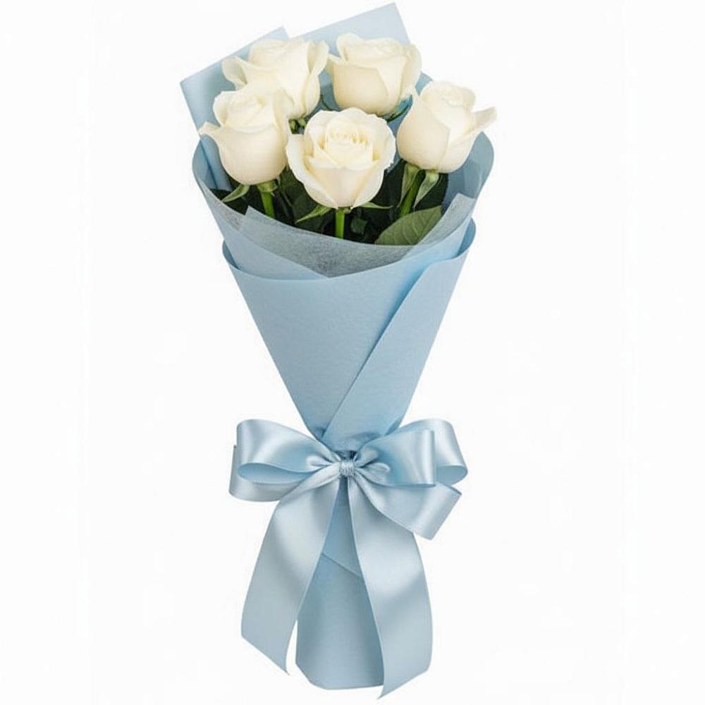 Букет 5 Белых роз Проуд в Тимофеевке