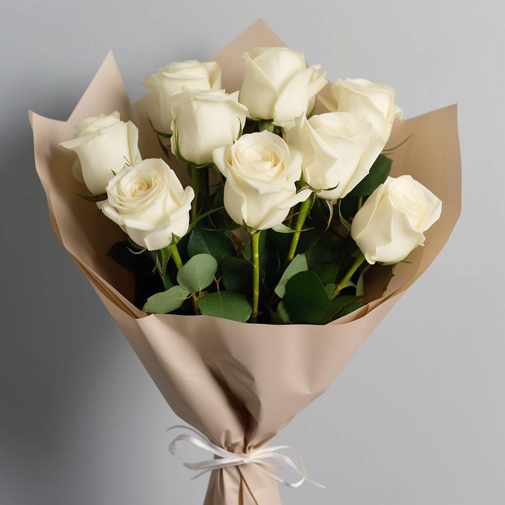 Букет 9 Белых роз Эдлесс Лав в Тимофеевке