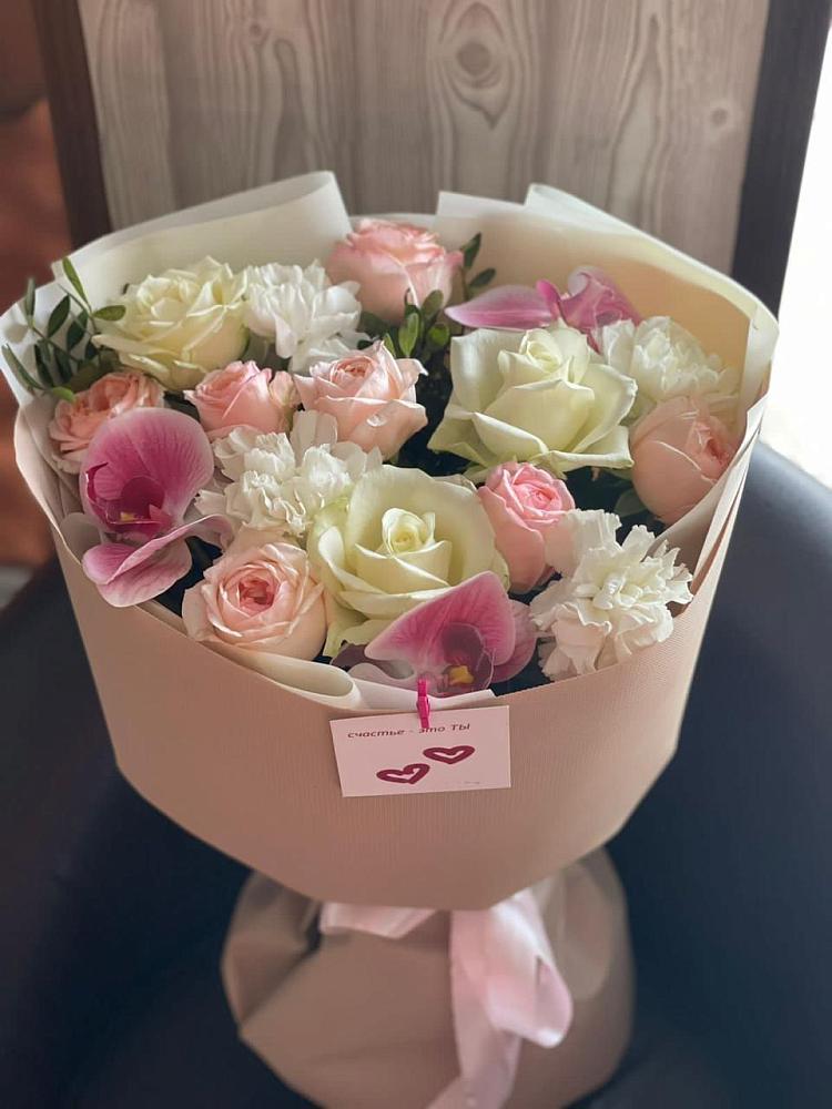 Букет цветов из: Орхидеи, Розы и Гвоздики в Тимофеевке