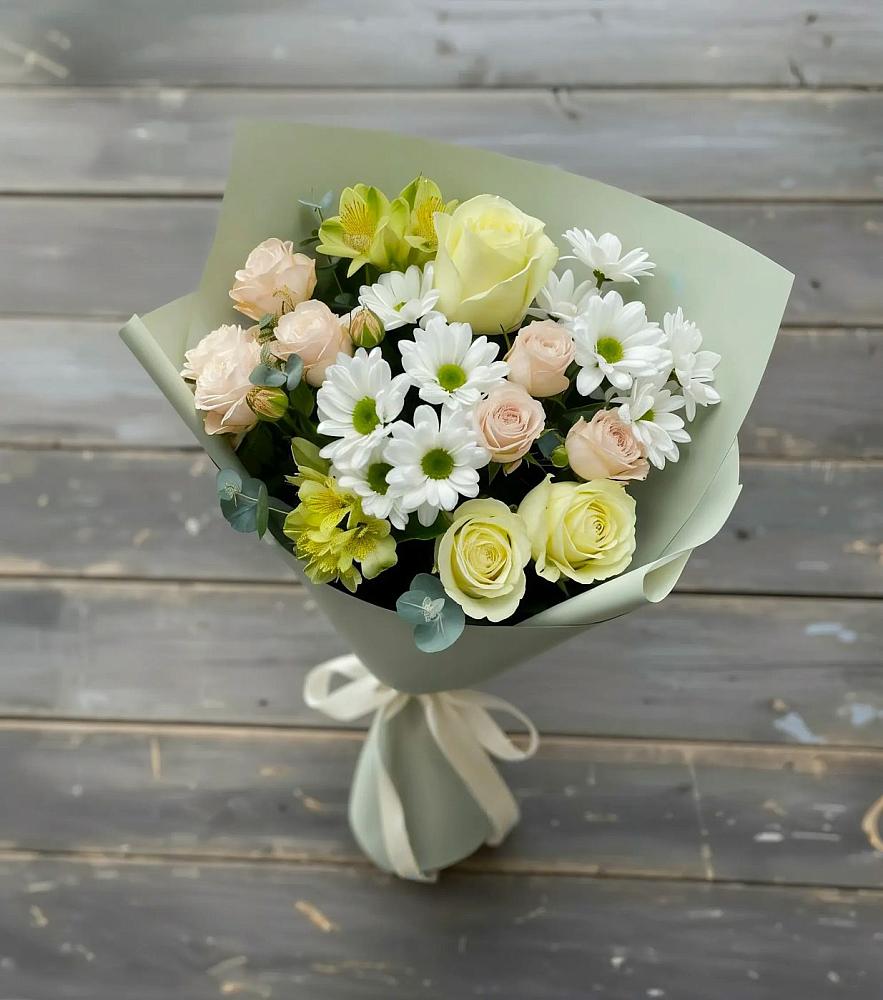 Букет цветов из: Альстромерии, Розы и Хризантемы в Тимофеевке
