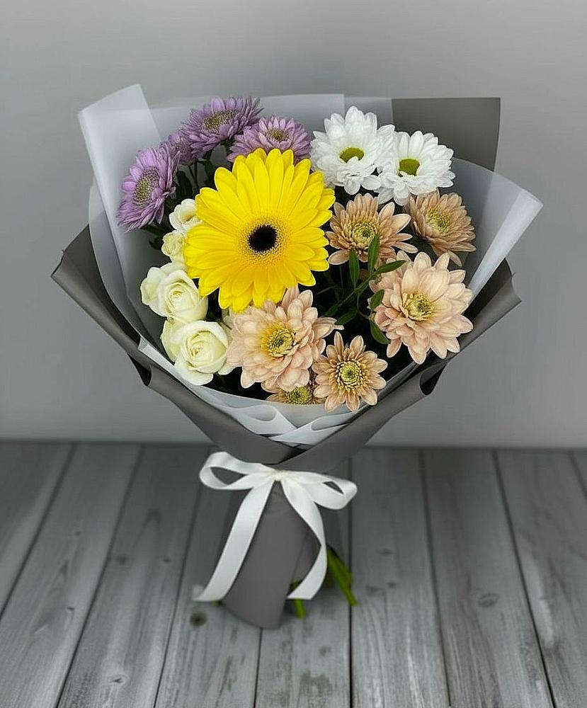 Букет цветов из: Розы, Герберы и Хризантемы в Тимофеевке