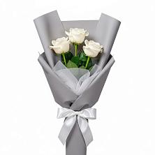 Букет 3 белые розы в Тимофеевке