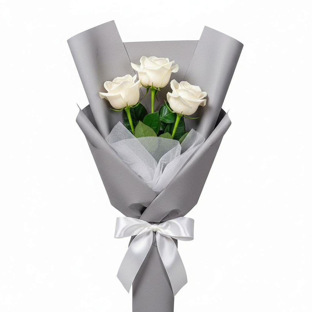 Букет 3 белые розы в Тимофеевке