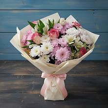 Букет цветов из:  Хризантемы, Альстромерии и Розы в Тимофеевке