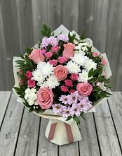 Букет цветов из:  Альстромерии, Гвоздики, Розы и Хризантемы в Тимофеевке