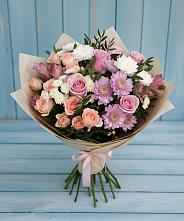 Букет цветов из:  Хризантемы, Розы и Альстромерии в Тимофеевке