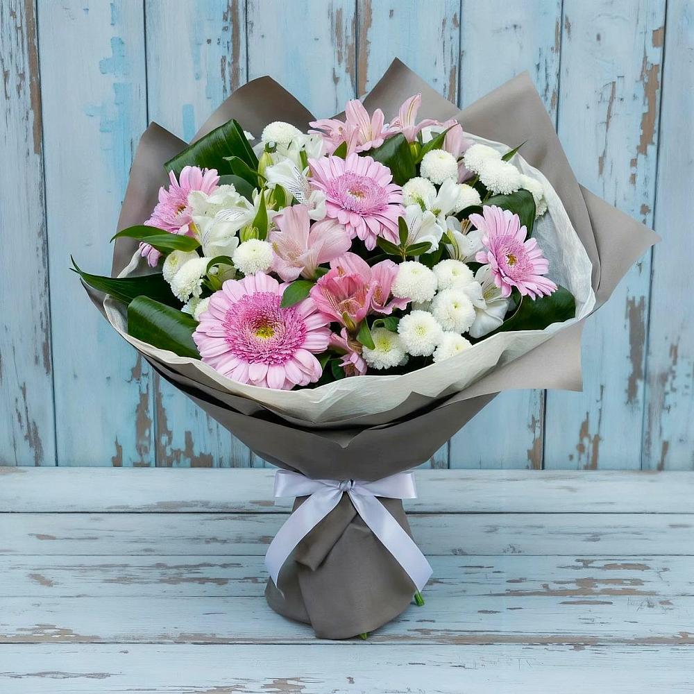 Букет цветов из: Герберы, Альстромерии и Хризантемы в Тимофеевке