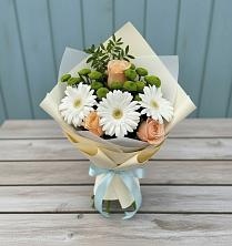 Букет цветов из:  Герберы, Розы и Хризантемы в Тимофеевке