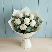 Букет Белые розы в Эвкалипте в Тимофеевке