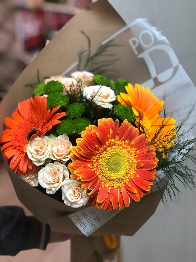 Букет цветов из: Герберы, Хризантемы и Розы в Тимофеевке