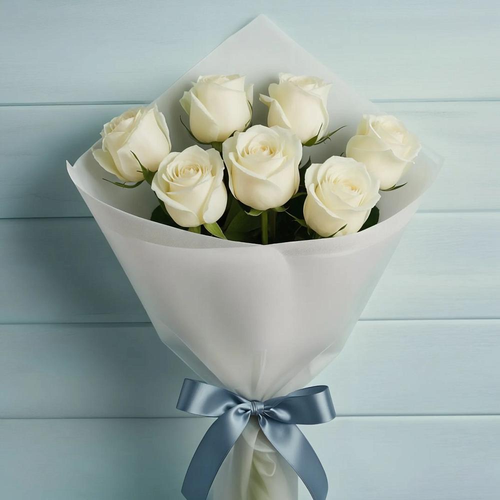 Букет 7 Белых роз Эдлесс Лав в Тимофеевке