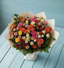 Букет Микс из разноцветных кустовых роз в Тимофеевке