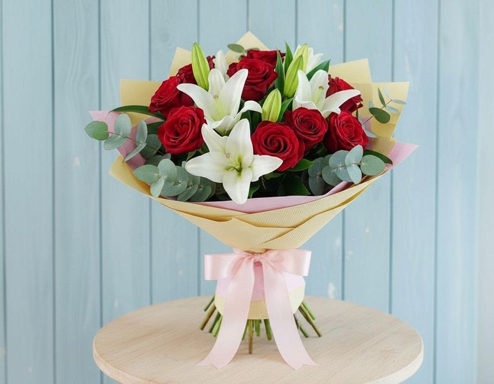 Букет цветов из: Лилии и Розы в Тимофеевке
